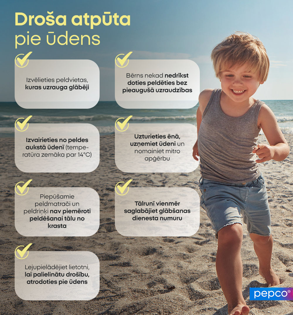 Droša atpūta pie ūdens.