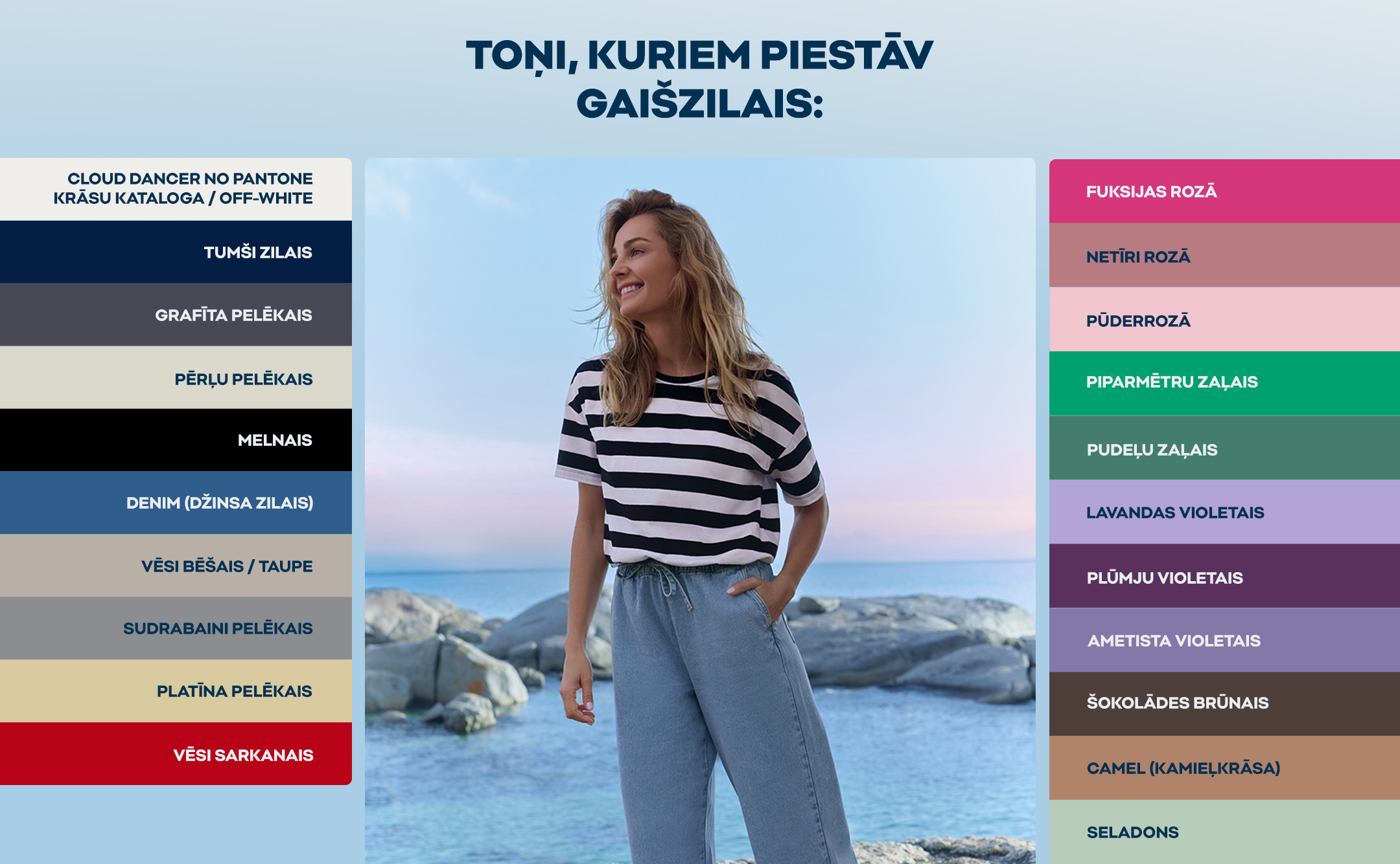 Toņi, kuriem piestāv gaišzilais