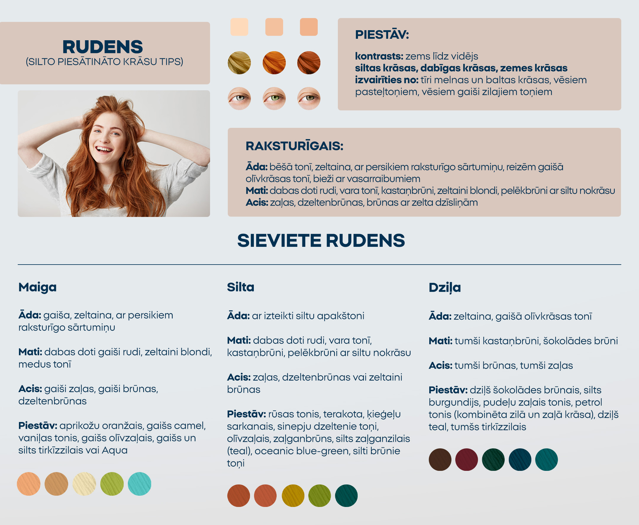 Sieviete Rudens - 3 tipi