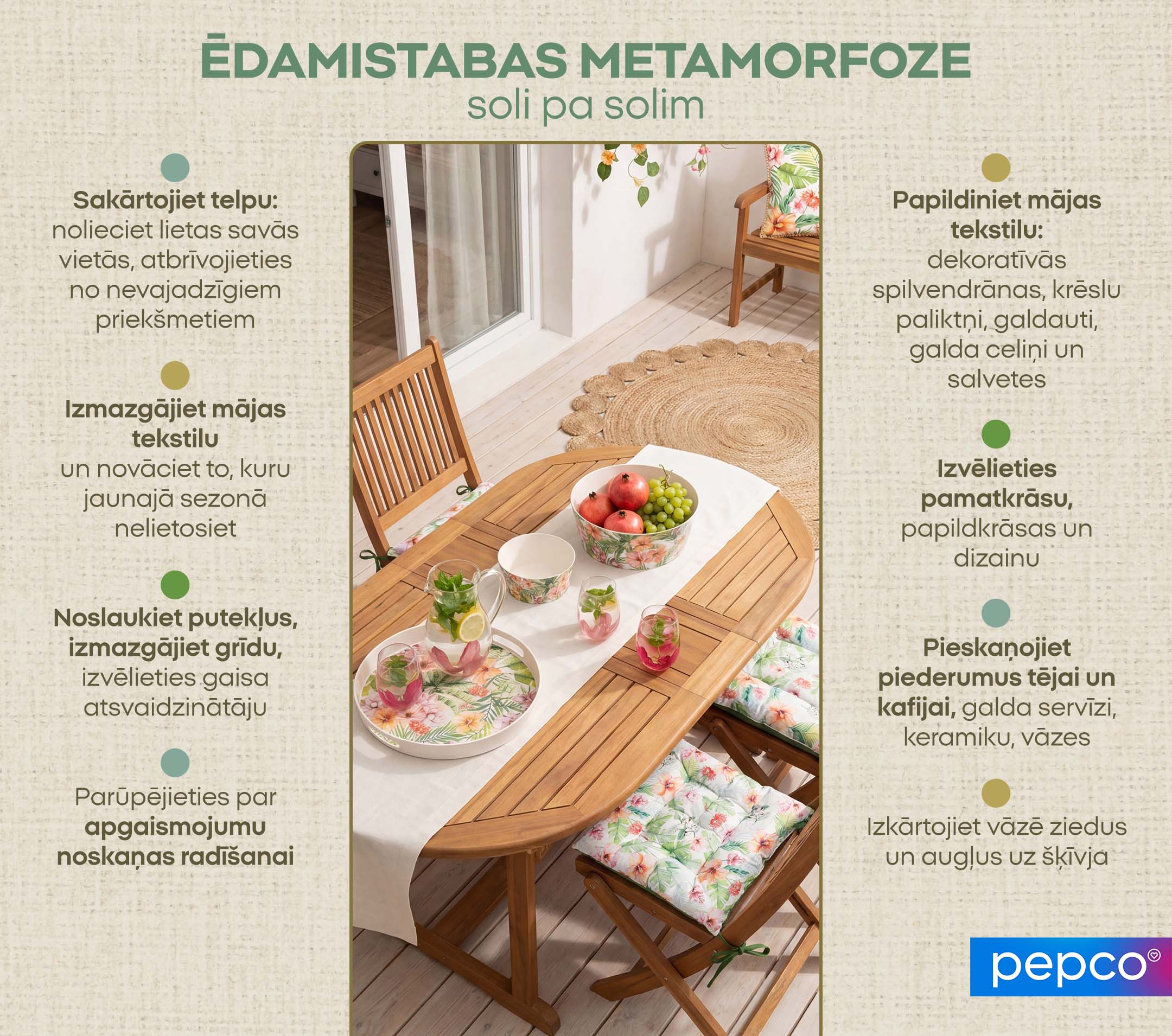 ĒDAMISTABAS METAMORFOZE soli pa solim 